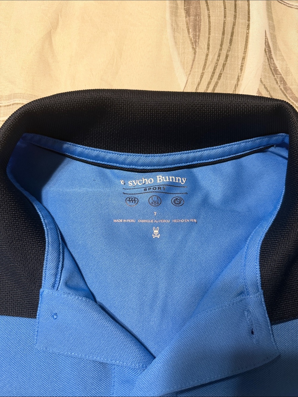 Psycho Bunny Light Blue Sport Polo with Black Collar